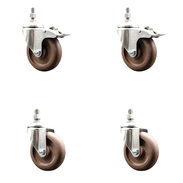 Service Caster 4 Inch 316SS High Temp Glass Filled Nylon 1/2 Inch Stem Caster Lock Brake, 2PK SS316TSTTL20S414-GFNSHT-121315-2-S2 - main